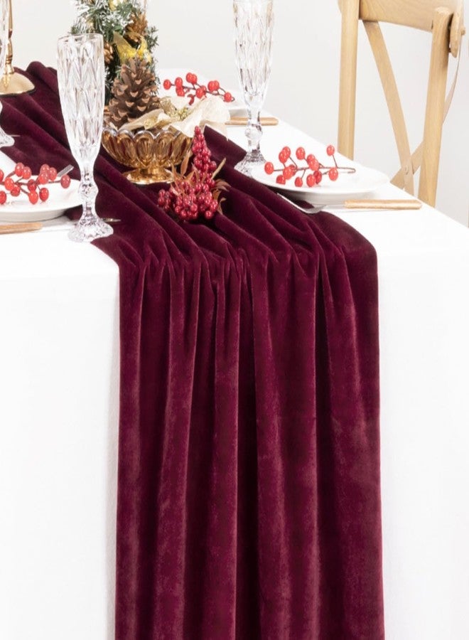 MLMC Velvet Table Runner 10ft Luxury Velvet Fabric Elegant Xmas Table Decor 20x120 Inches for Wedding Christmas New Year Winter Home Decor, Burgundy Red - Image 4